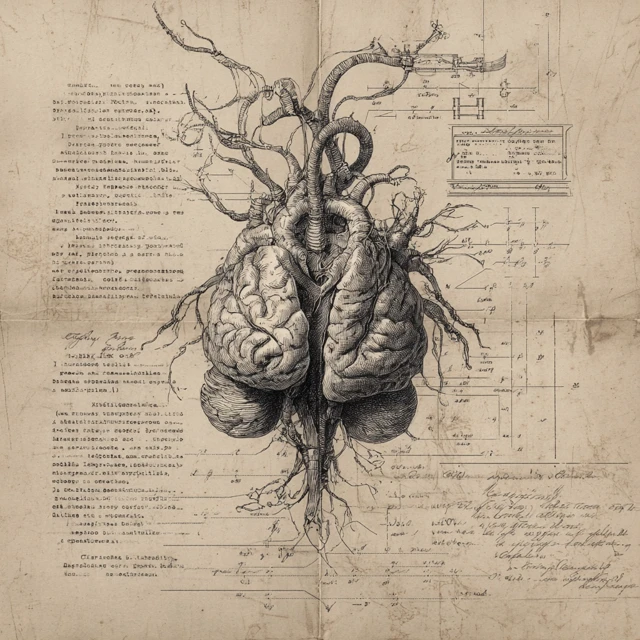 Lovecraftian Brain Antique Medical Illustration