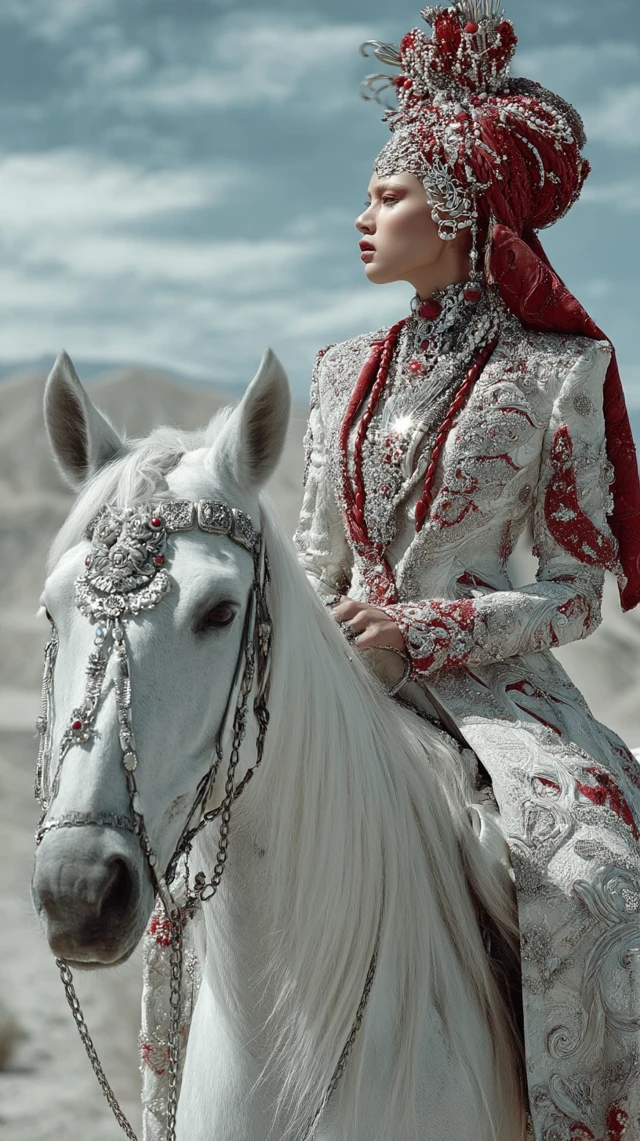 Fashionable Woman on Horse in Desert Photography