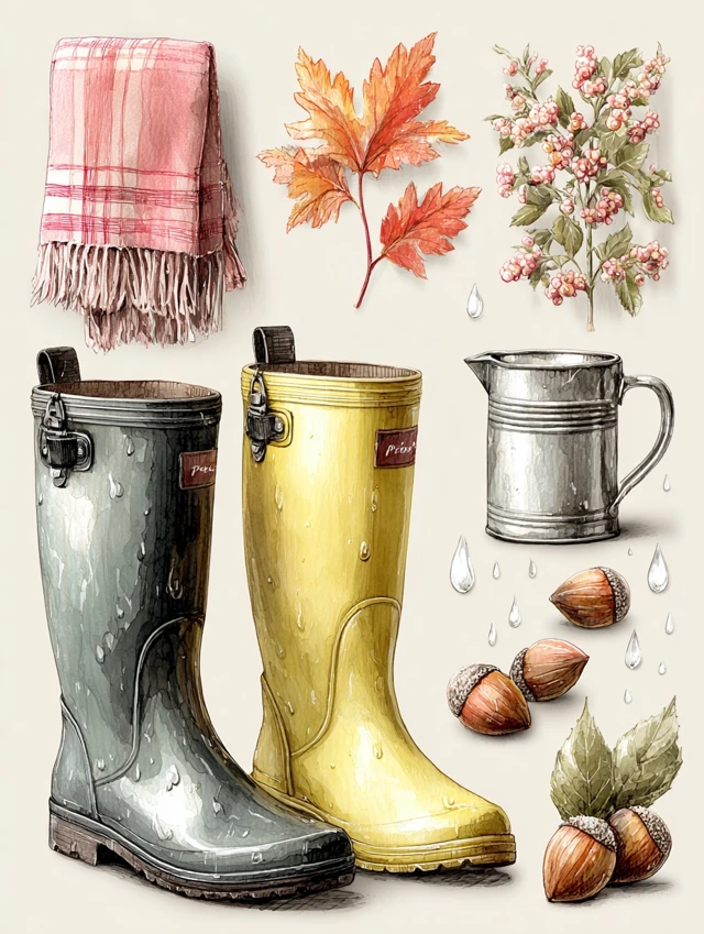 Cozy Autumn Essentials Hand Painted on White