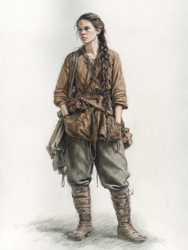 Anglo Saxon Woman Watercolor Illustration