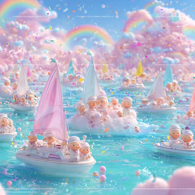 Dreamy Baby Island Celebration 3D Render