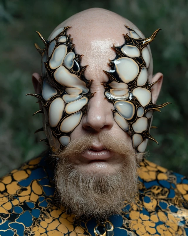 Abstract Photo of a Man with a Slug Mask