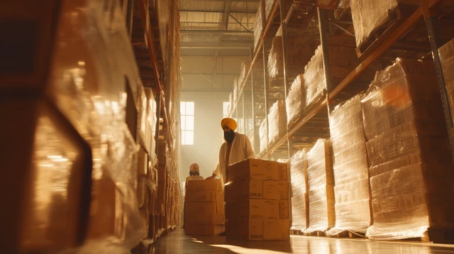 Indian Warehouse Scene Business Owner Sikh