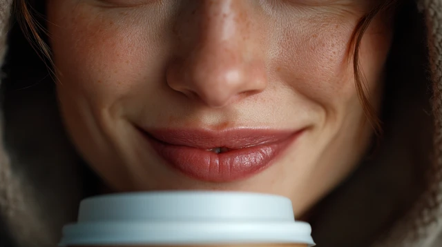Smiling Woman Drinking Coffee Portrait