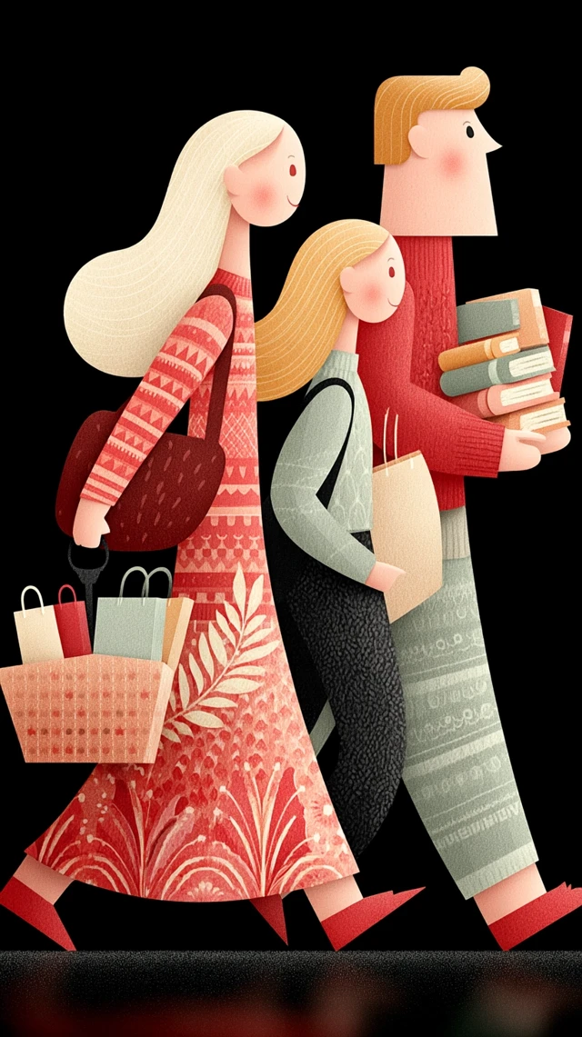 Shopping Illustration: People with Cart