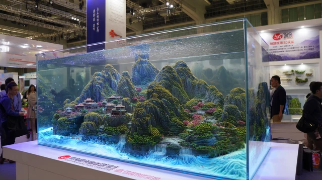 Oriental Dragon Fish Tank Mountain Landscape