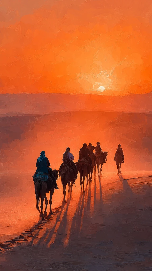 Moroccan Sahara Desert Sunrise Oil Painting