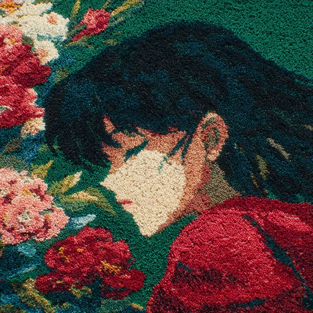 Sailor Saturn Anime Art Vintage 90s Flowers Carpet