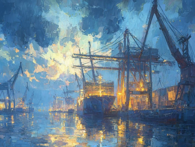 Shipping Port Painting 4K Scenic Art