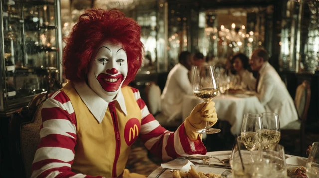 Ronald McDonald Enjoying Wine Painting Art