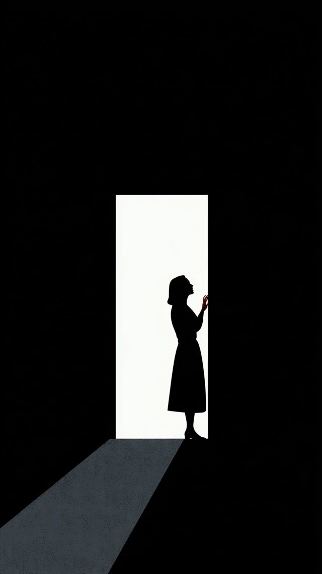 Fearful Woman Silhouette Illustration