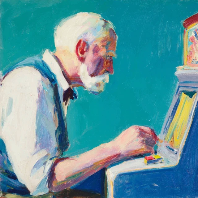 Ernest Hemingway Slot Machine Painting Wayne Thiebaud