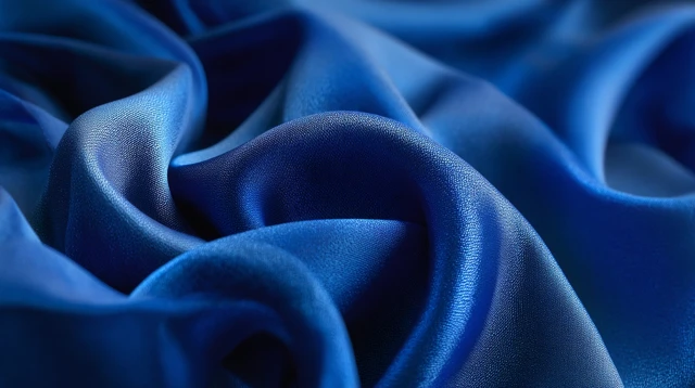 Blue Silk Fabric Background Close Up Texture