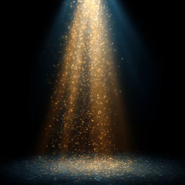 Spotlight Beam with Glitter Background