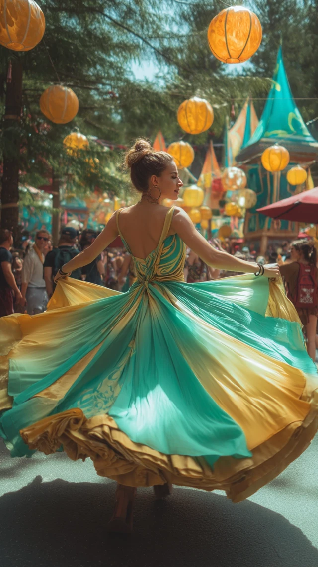 Ecstatic Dancer Twirling Festival High Resolution Photo