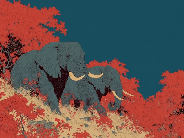 Modern Comics Illustration of Elephants