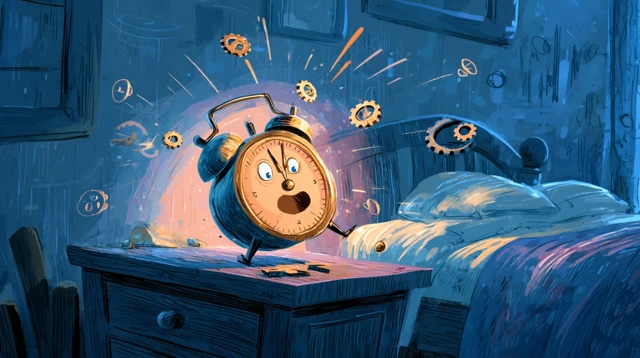 Cartoon Alarm Clock Whimsical Early Morning Scene