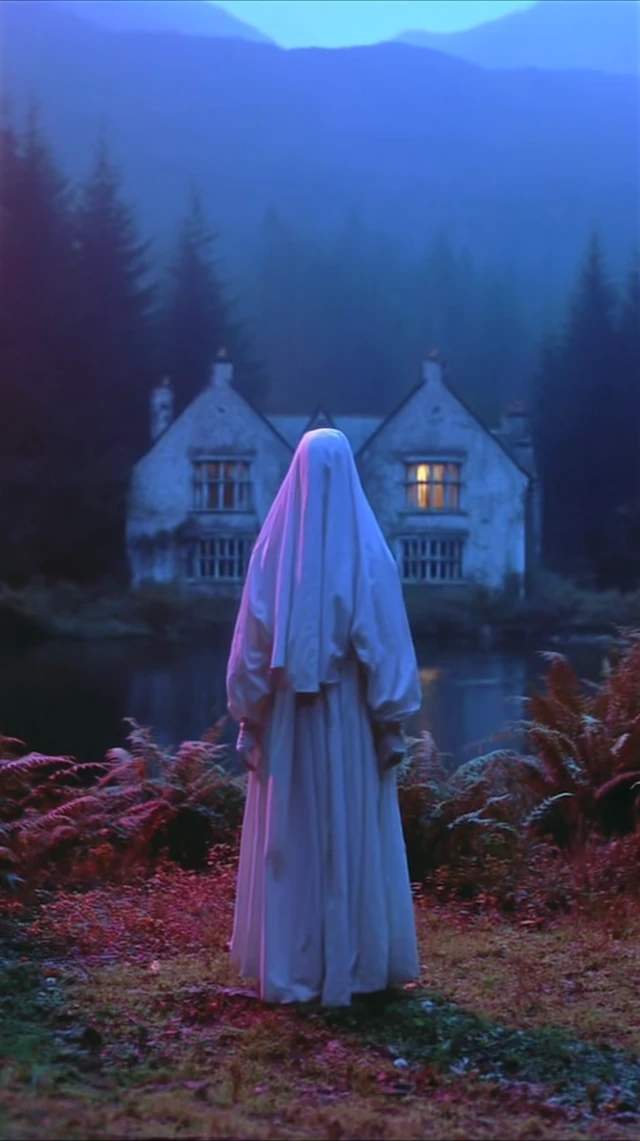 Mystic Scene with Robed Figure and Pyramid Surreal