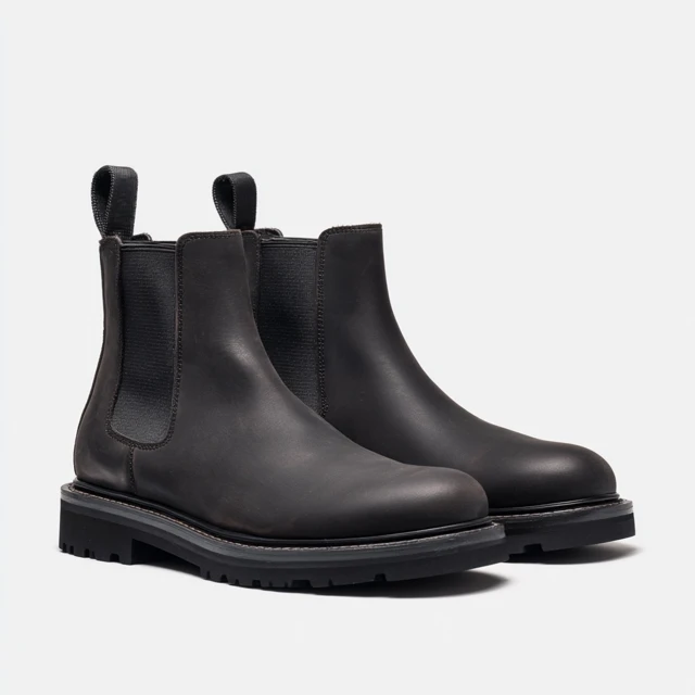 Matte Black Chelsea Boots Rustic Leather Look