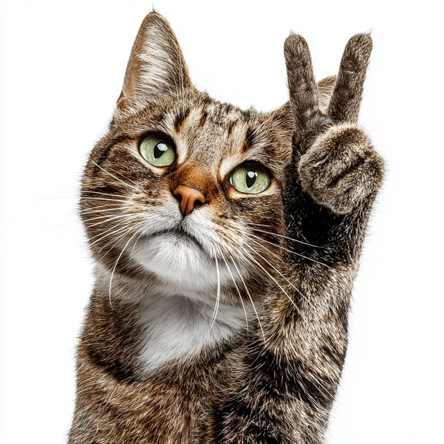 Cat Giving Peace Sign Realistic Photo
