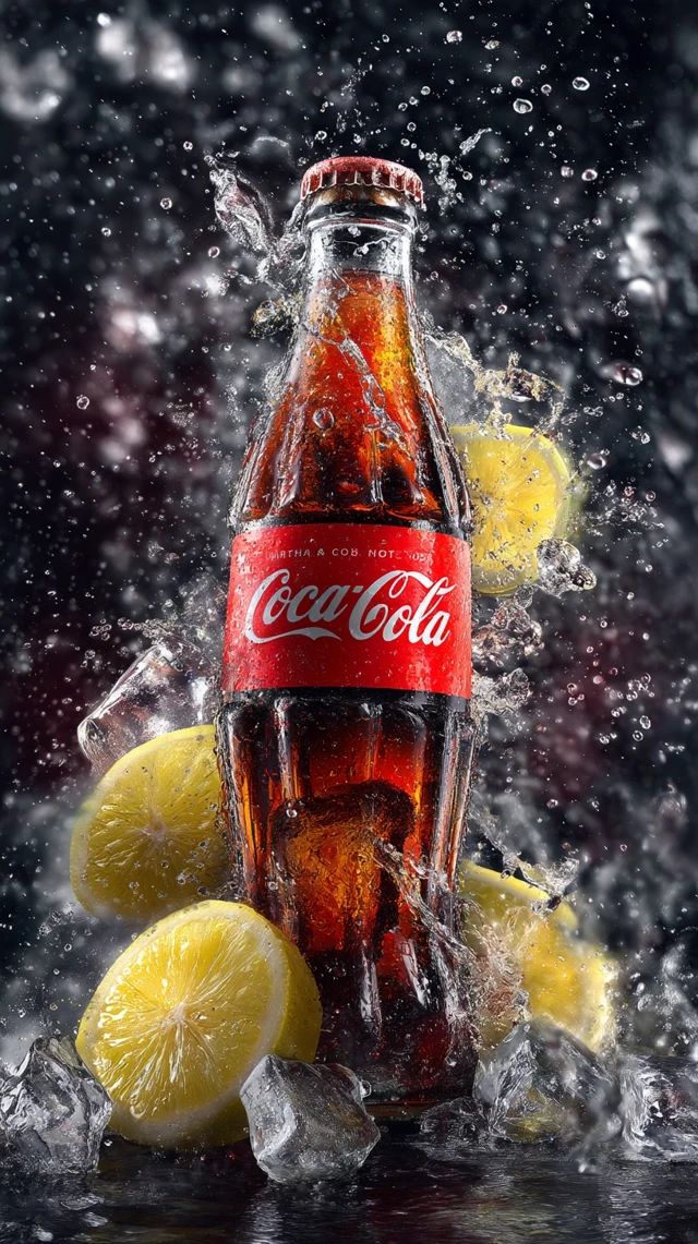 Coca Cola Refreshing Drink with Ice and Lemon Summer Vibes