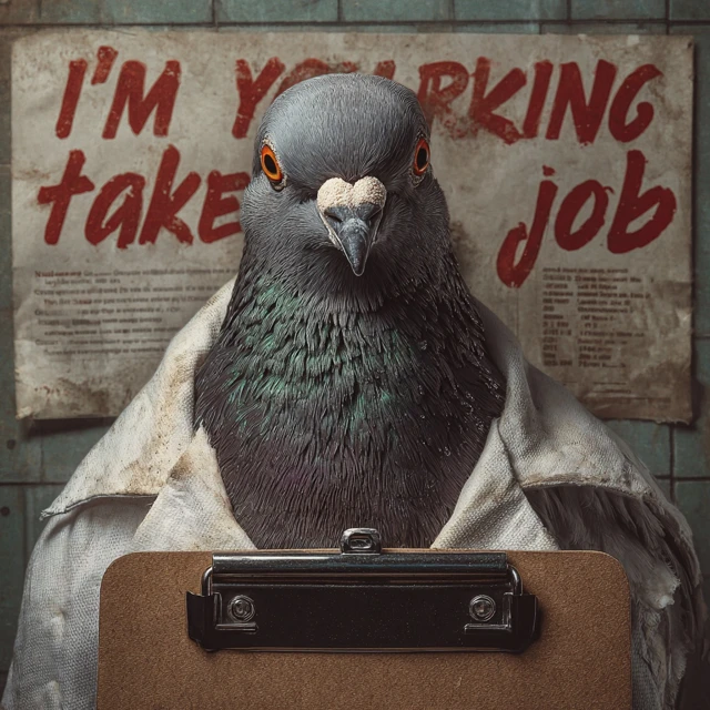 Intimidating Pigeon Doctor With Clipboard Taking Your Job