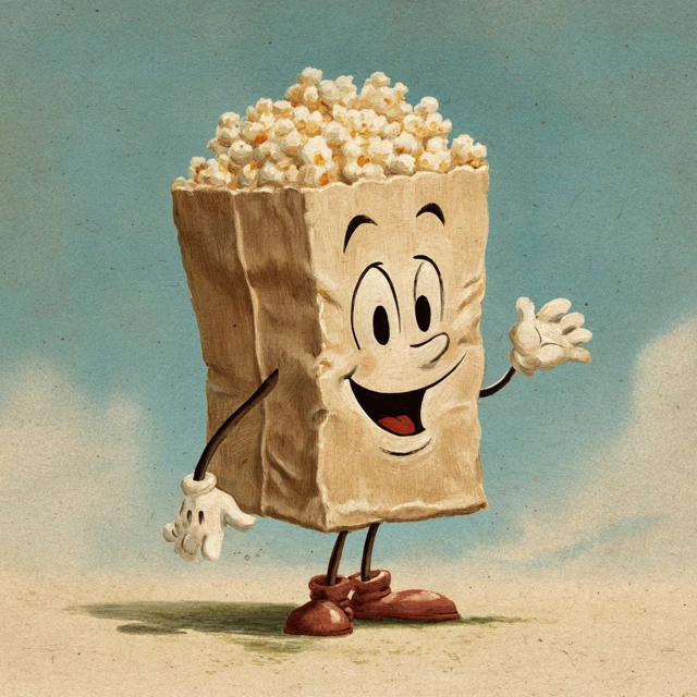 Vintage Cartoon Popcorn Bag Character