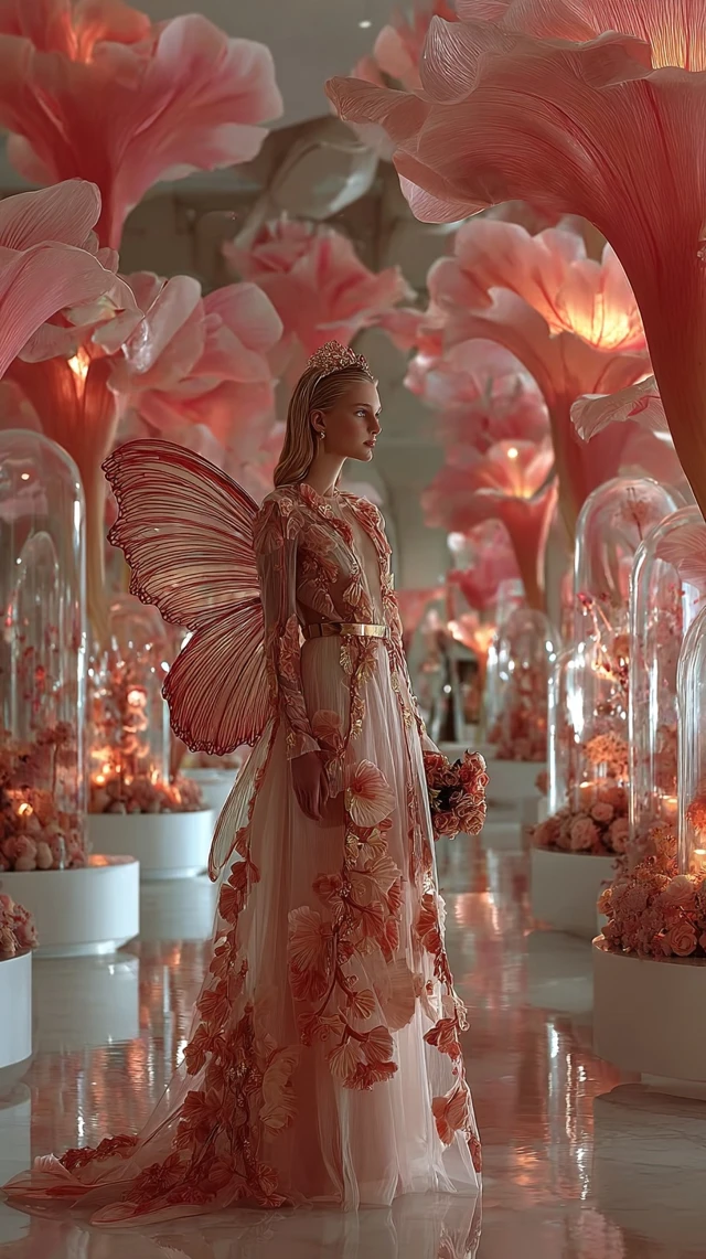 Princess and Butterfly Guardian in a Floral Garden