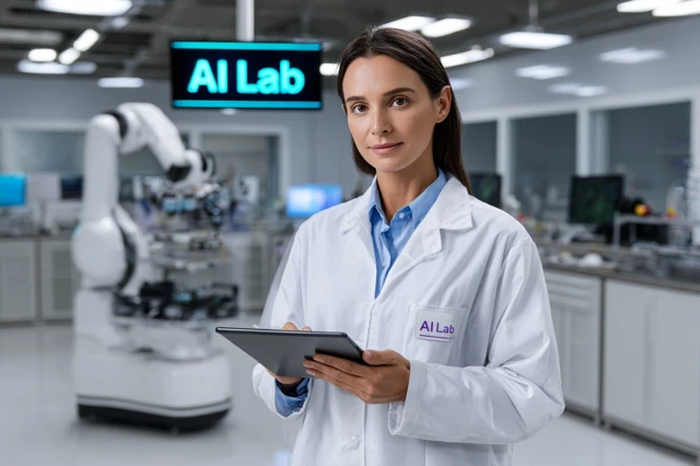 AI Lab Scientist in Futuristic Medical Lab