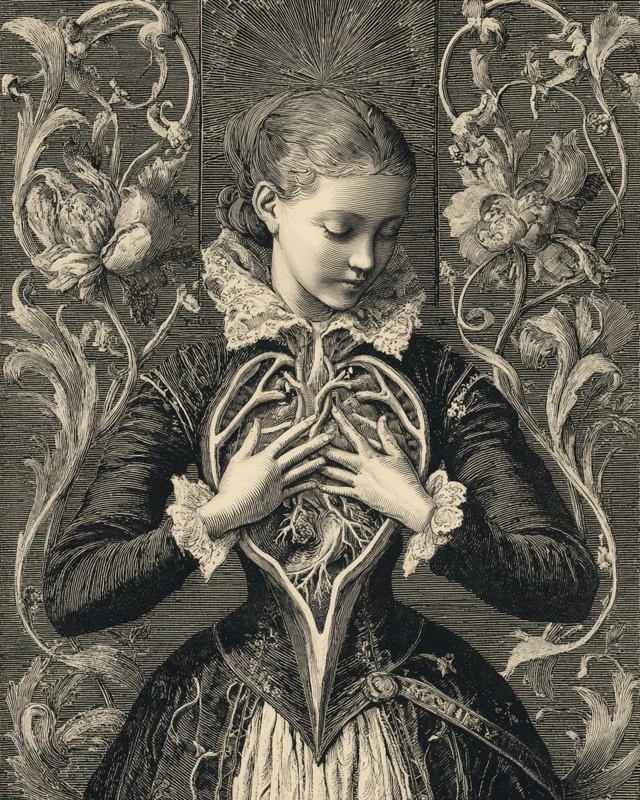 Engraved Heart Anatomy Art