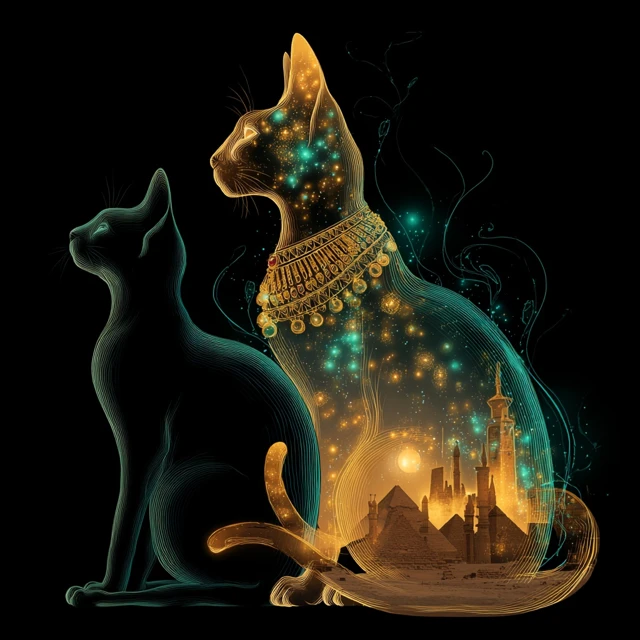 Elegant Cat Silhouettes Digital Illustration