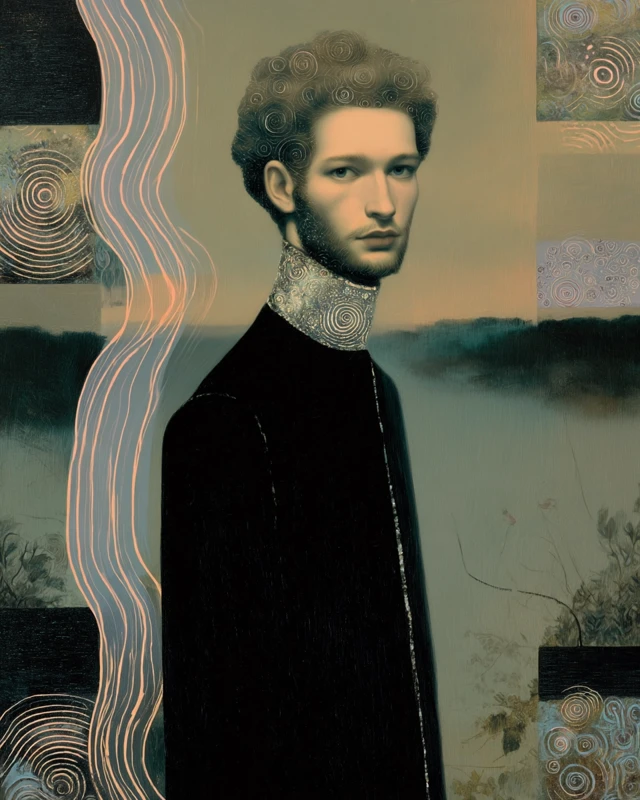 Victorian Gentleman Klimt Style Portrait