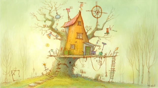 Whimsical Treehouse Illustration