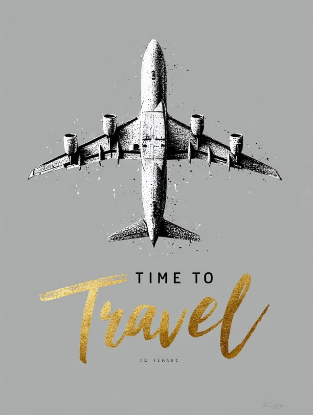 Time to Travel Airplane Poster Illustration