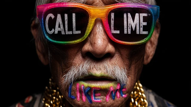 Stylish Elderly Korean Man Sunglasses Graffiti Art