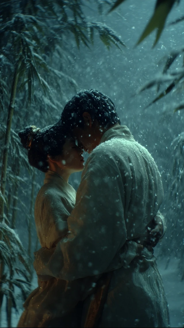Snowy Embrace Hanfu Forest Intimate Scene