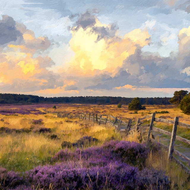 County Road at Golden Hour with Wooden Fence