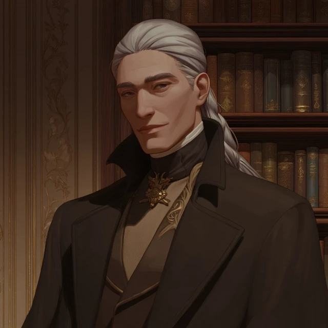 Elegant Scholar Portrait Anime Style