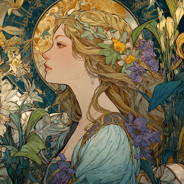 Art Nouveau Vintage Monaco Artwork of a Woman