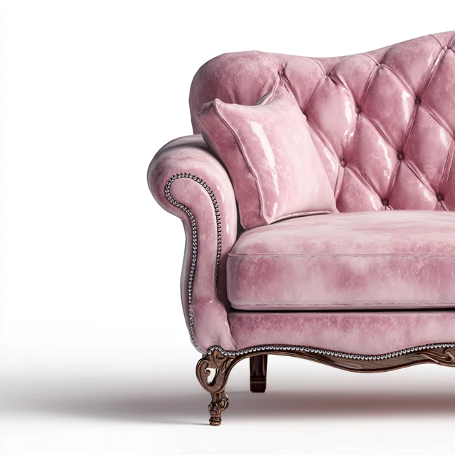 Pink Luxury Couch on White Background