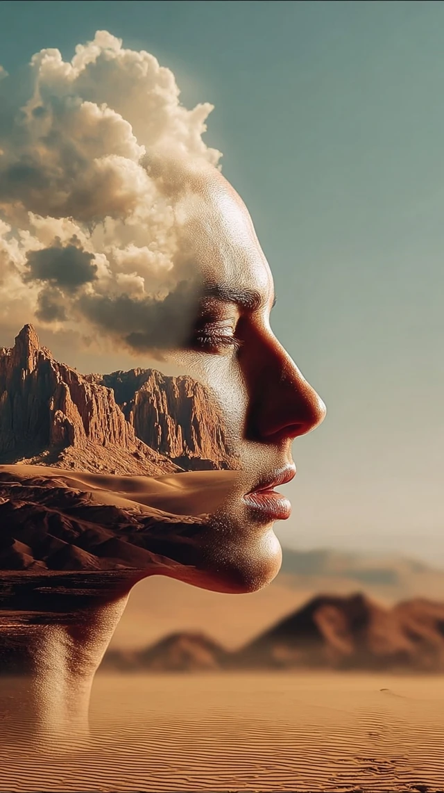 Surreal Face Landscape Digital Art