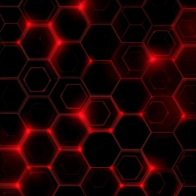 Futuristic Hexagon Pattern Red and Black Wallpaper