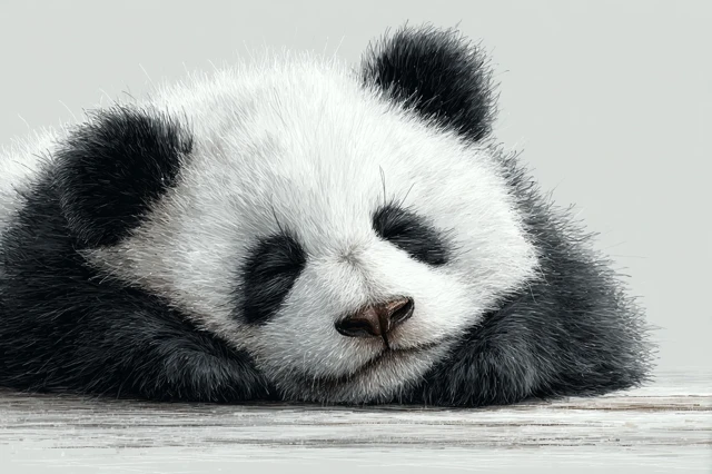 Sleeping Panda Illustration Black and White
