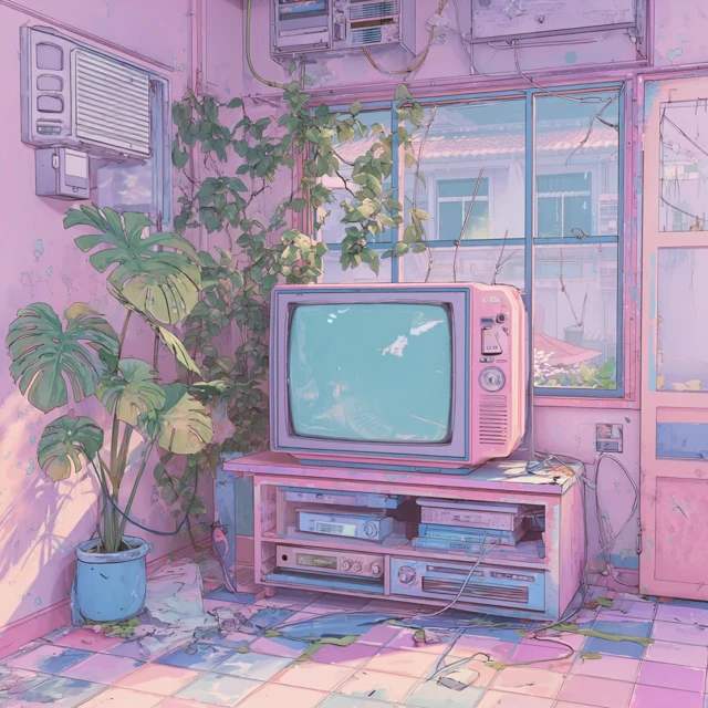 Retro Anime Room Pastel Playlist Cover