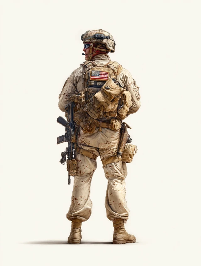 Soldier in Fatigues Hyperrealistic Illustration
