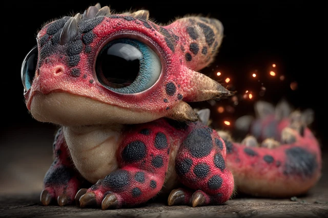 Cute Baby Dragon Cartoon Portrait