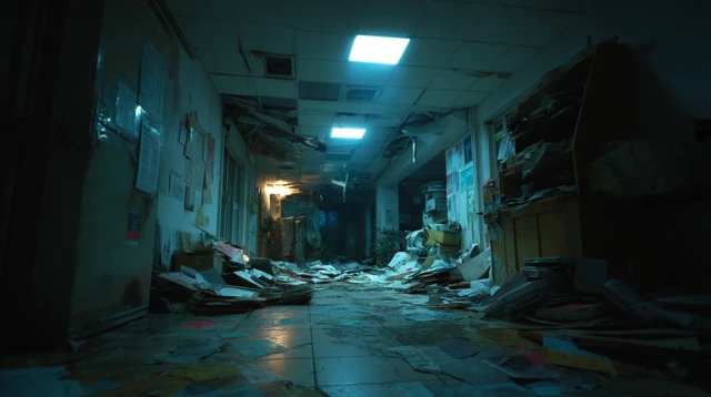 Cyberpunk Abandoned Mental Institution Interior