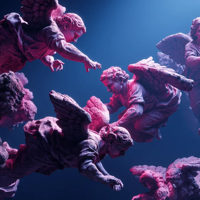Dancing Angels in Pink and Blue