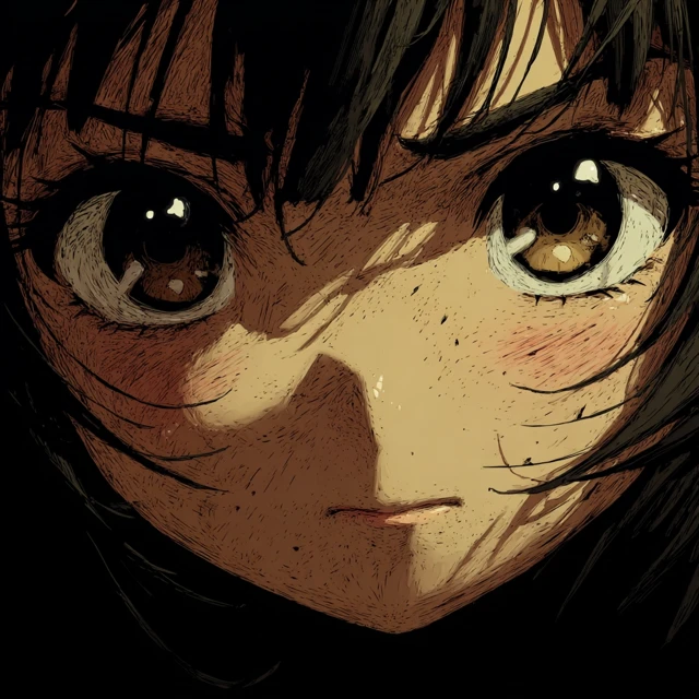 Anime Kawaii Face Pure Black Skintone