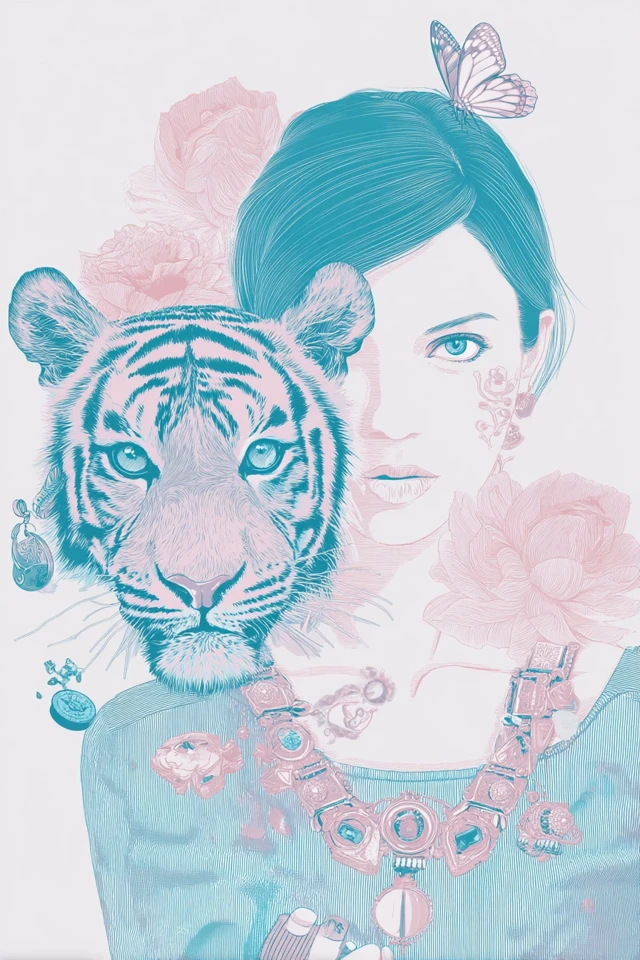 Neo Pop Portrait Half Human Half Animal